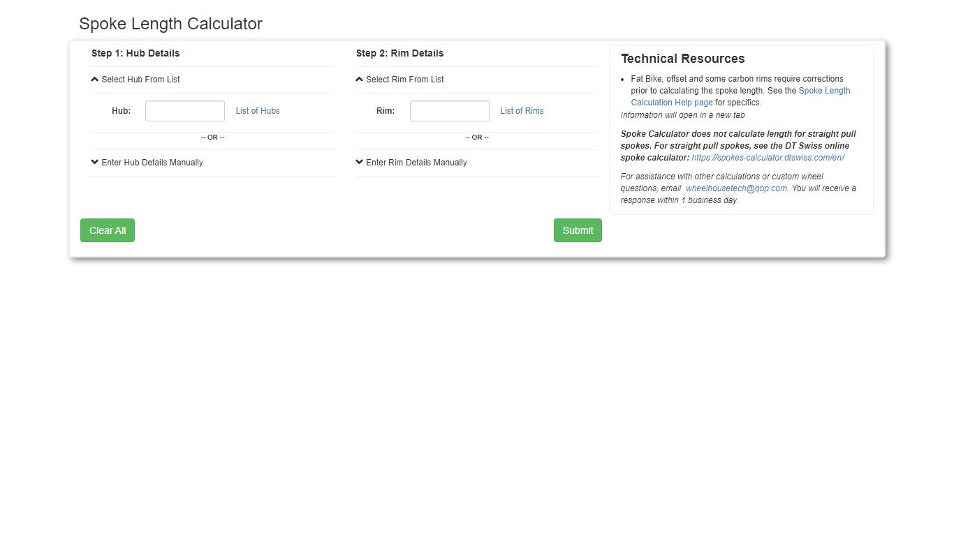 QBP Spoke Calculator